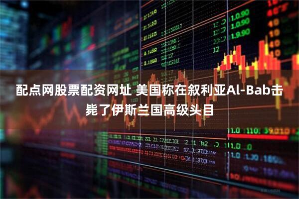 配点网股票配资网址 美国称在叙利亚Al-Bab击毙了伊斯兰国高级头目